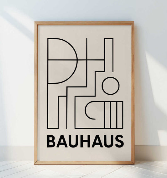 Bauhaus Geometric Design line art - Art Print by Little Dean