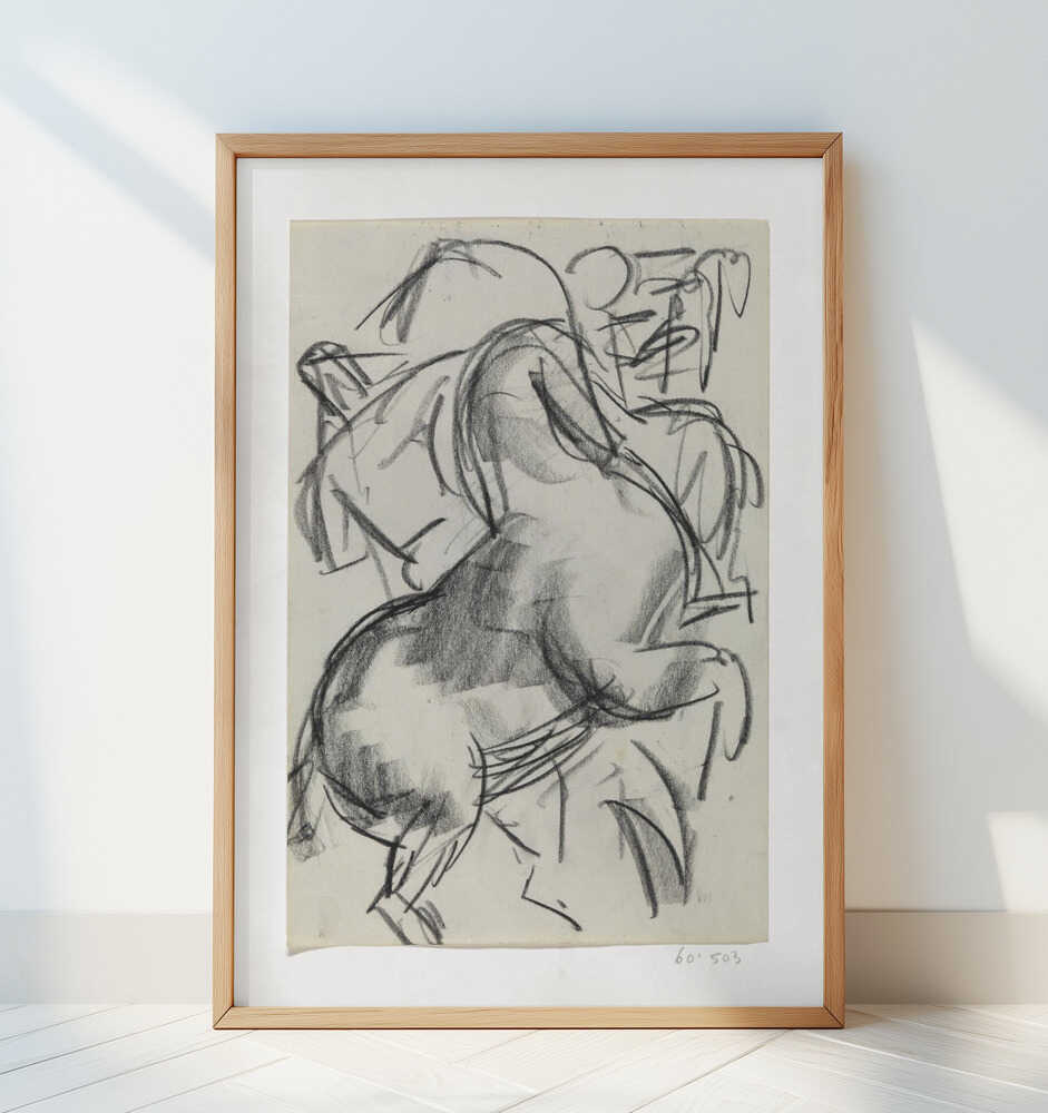 Steigerend Paard Met Figuur Op De Achtergrond - Art Print by Leo Gestel