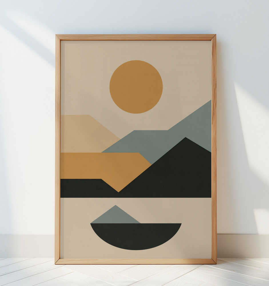 Geometric Mountain Landscape retro - Art Print by Little Dean