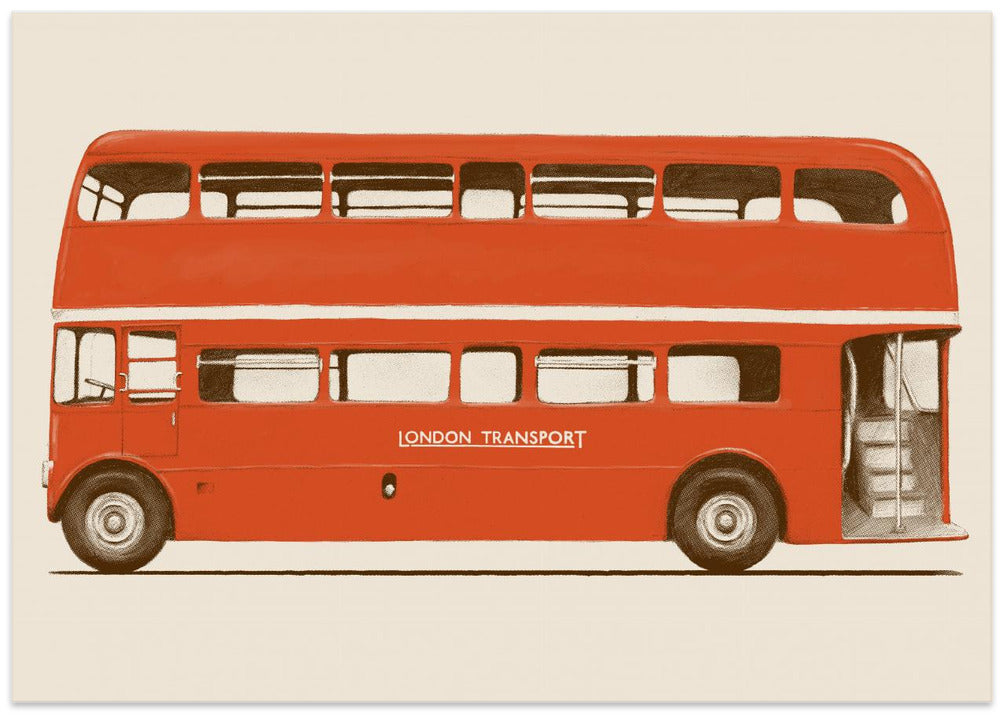 Red English Bus - Art Print by Florent Bodart