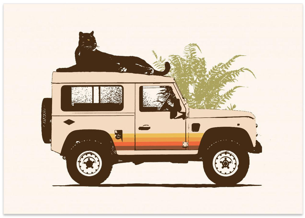 Black Panther On Car - Art Print by Florent Bodart
