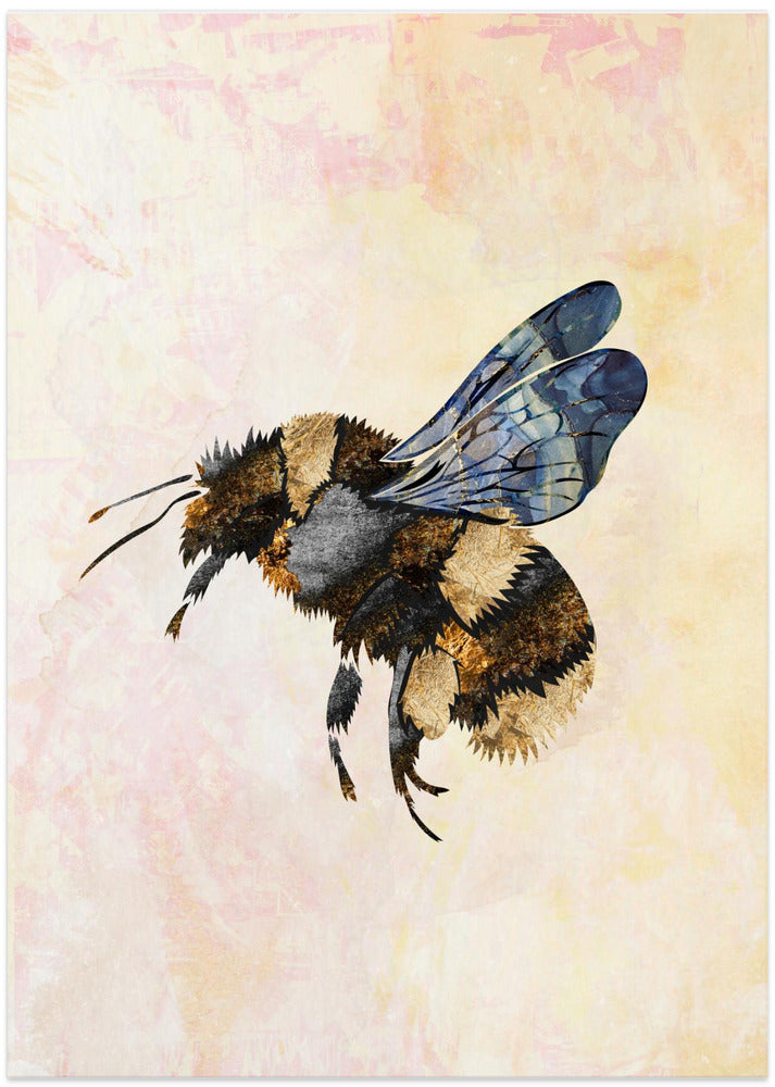 Grunge Watercolour Bee - Art Print by Sarah Manovski