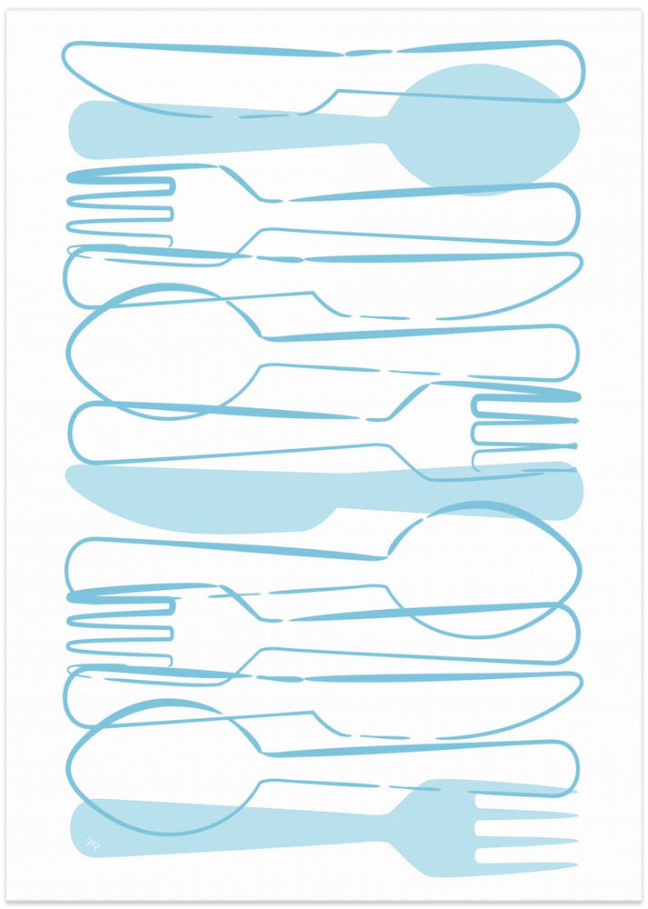 Blue Cutlery - Art Print by Martina