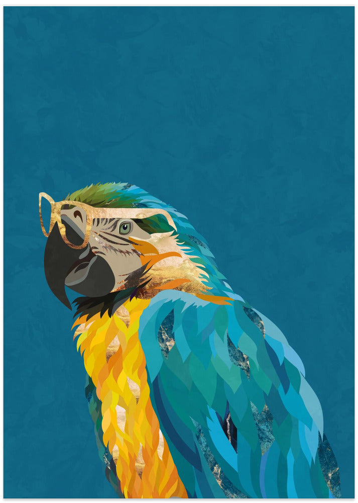 Vibrant macaw wearing glasses - Art Print by Sarah Manovski