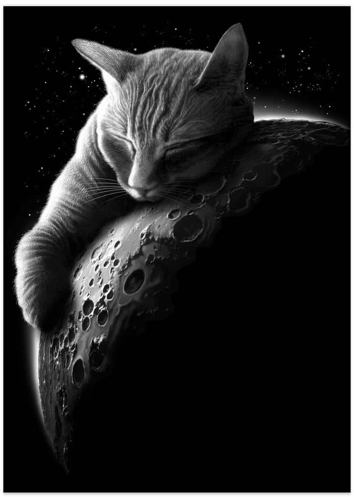 mooncat - Art Print by Adam Lawless