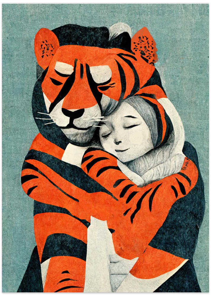 Tiger's Embrace - Art Print by Treechild