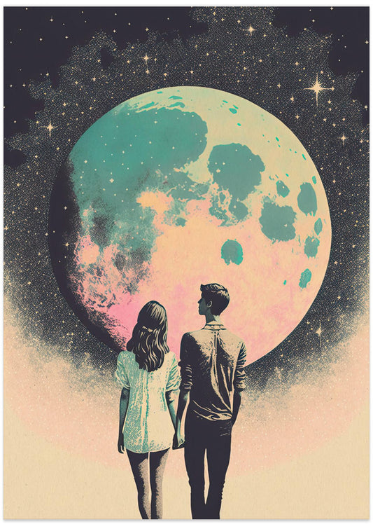 Lunar Lovers' Journey - Art Print by Treechild