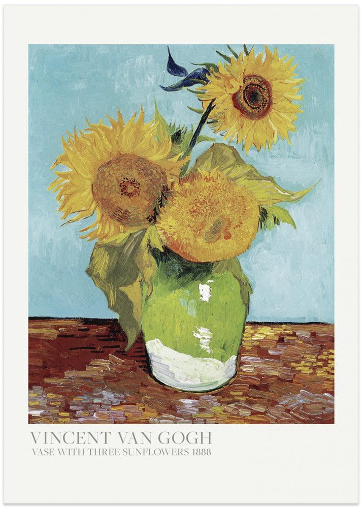 Vase With Three Sunflowers - Art Print by Vincent Van Gogh