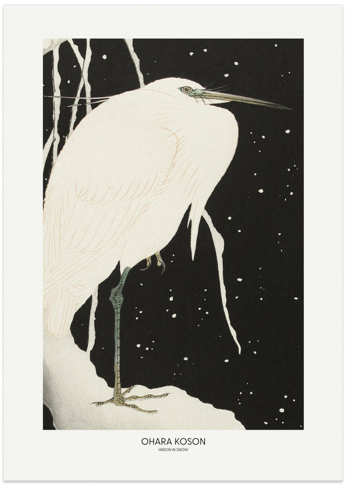 Heron In The Snow - Art Print by Ohara Koson