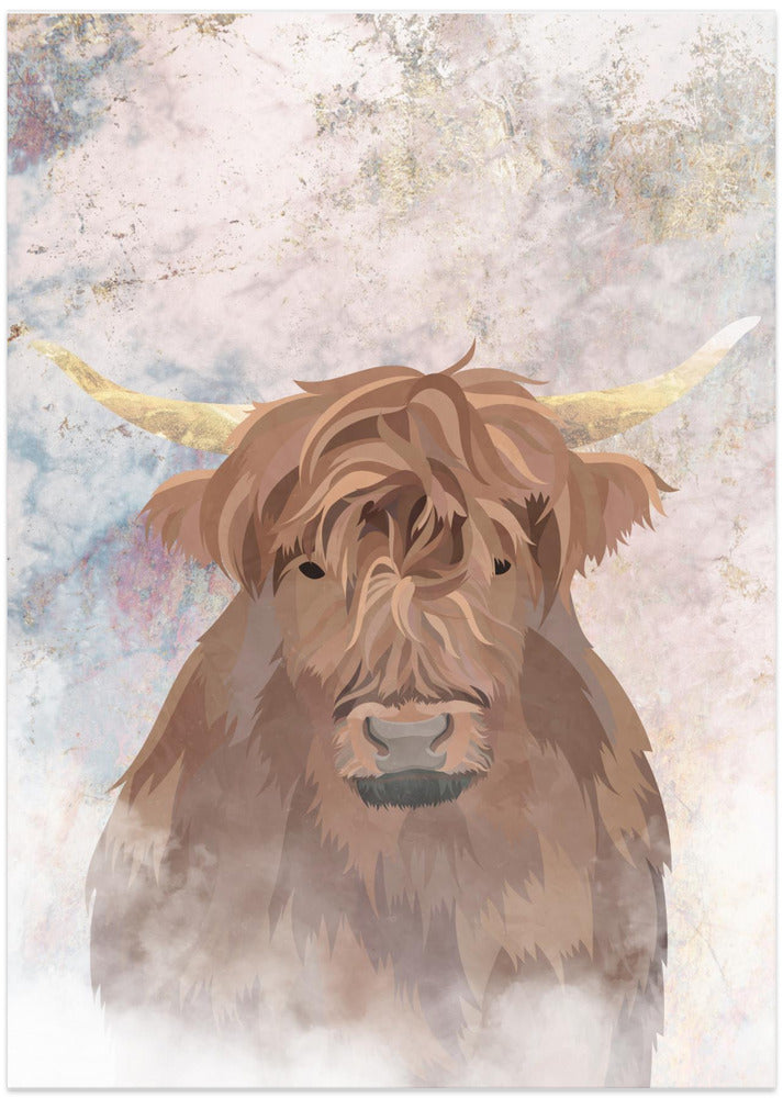 Highlands Cow Gold and Marble - Art Print by Sarah Manovski