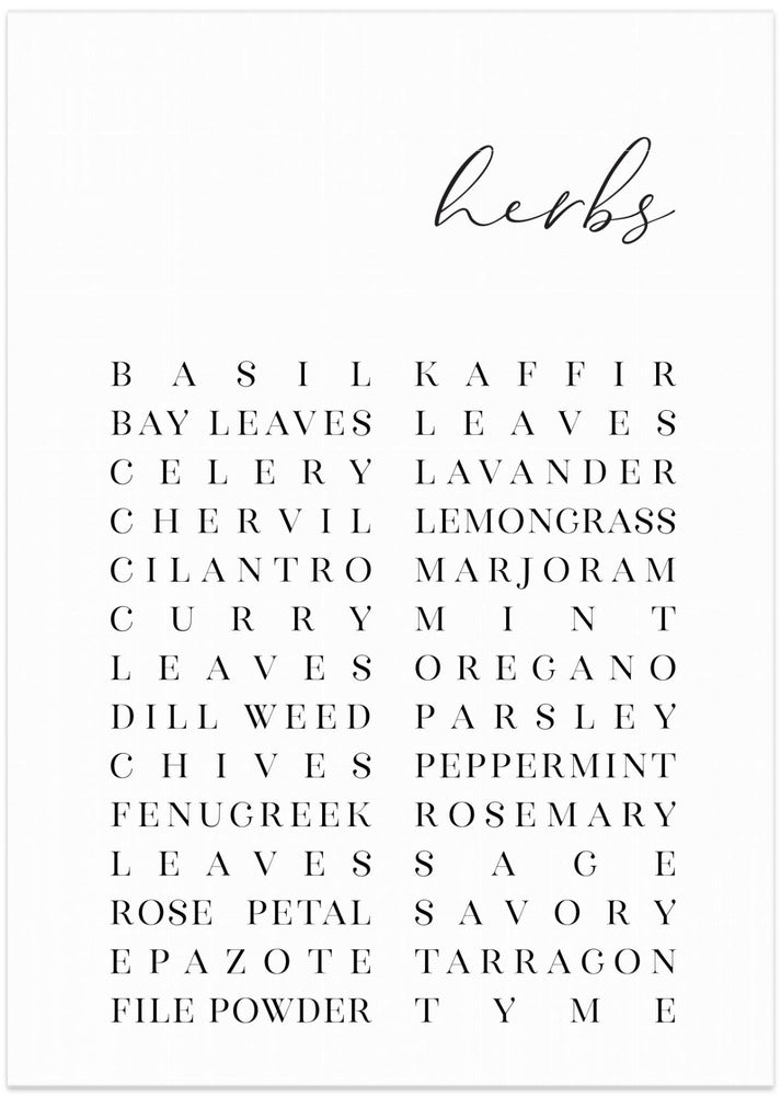 List of herbs - Art Print by Rosana Laiz Blursbyai