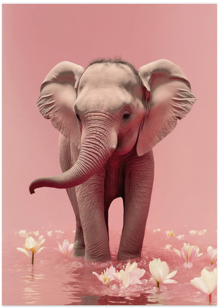 Elephant in Blossoms - Art Print by Treechild