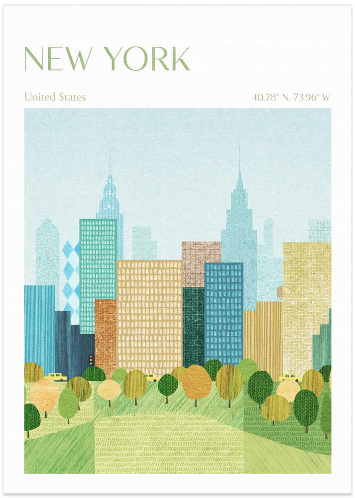 New York, Central Park - Art Print by longwayhome Travel Poster