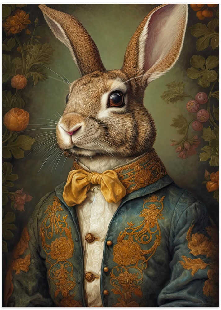 Regal Rabbit Portrait - Art Print by Treechild