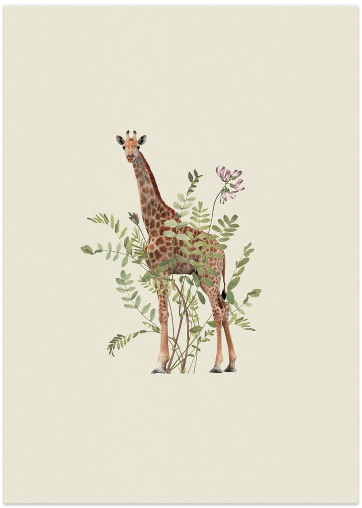 Floral giraffe - Art Print by Frida Floral Studio