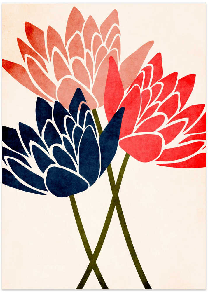 Three Dancing Blossoms - Art Print by Kubistika