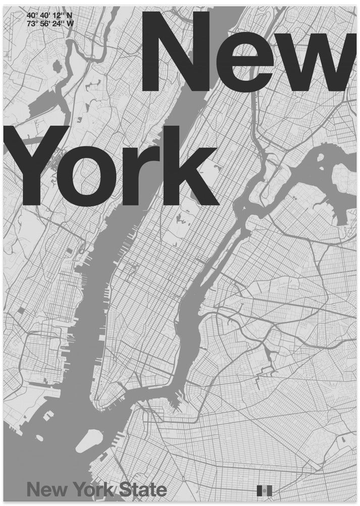 New York - Map Art Print by Florent Bodart