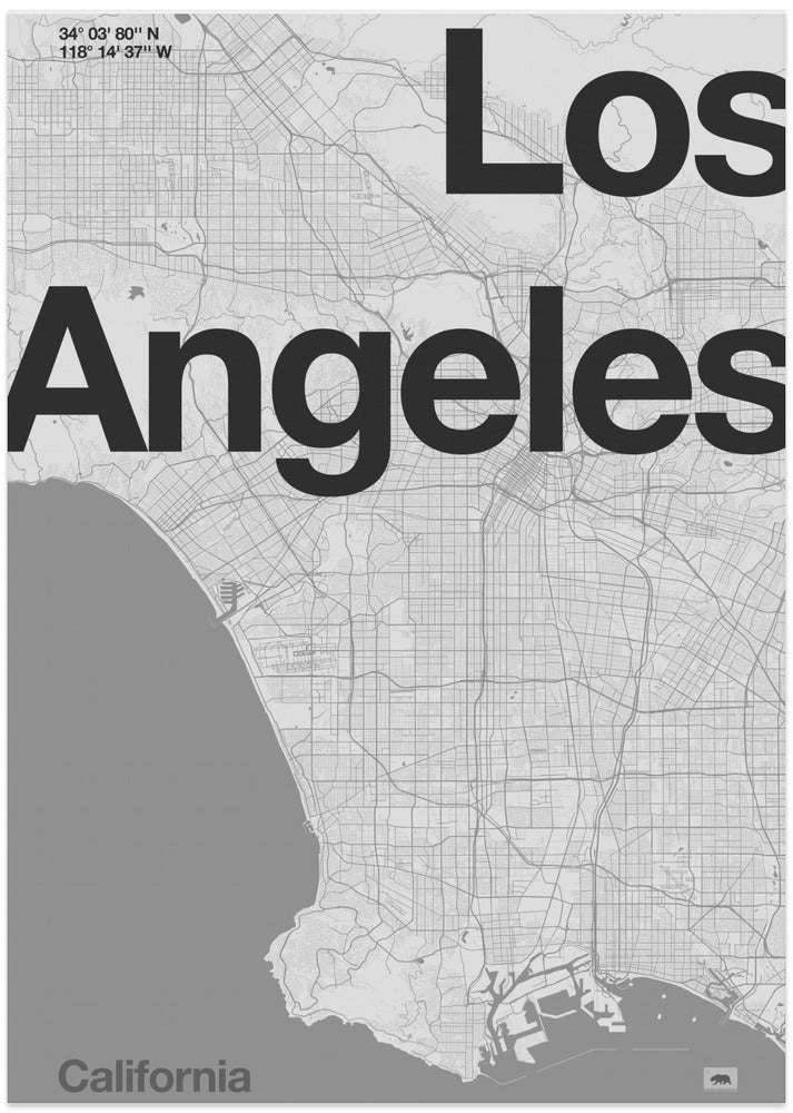 Los Angeles - Map Art Print by Florent Bodart