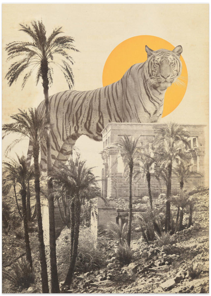 Giant Tiger In Ruins - Art Print by Florent Bodart