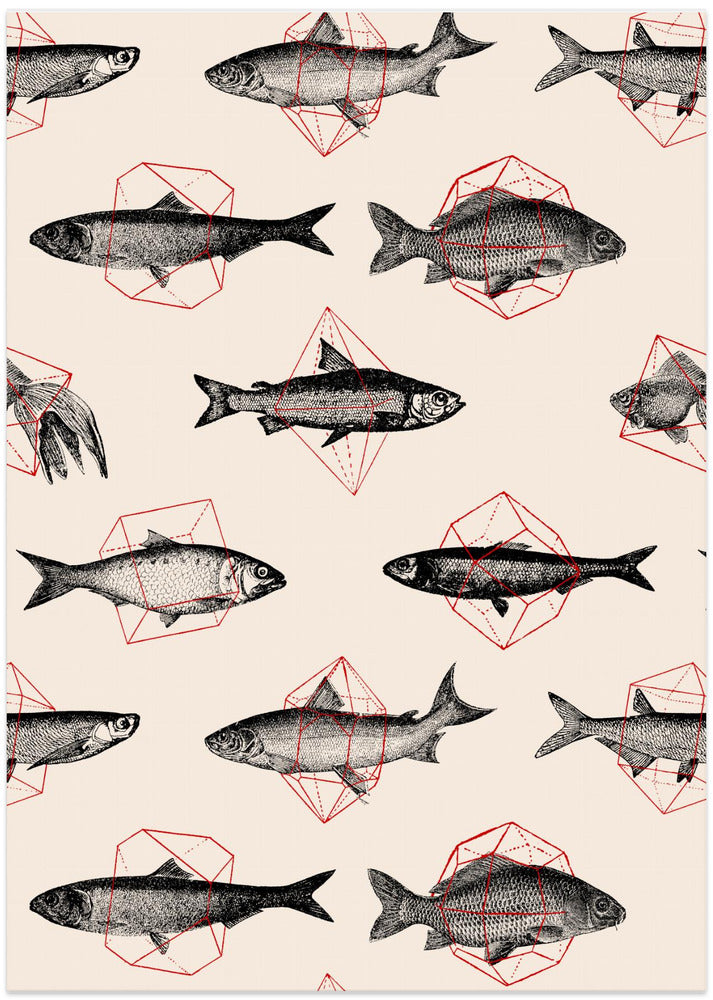 Fishes In Geometrics Nº4 - Art Print by Florent Bodart