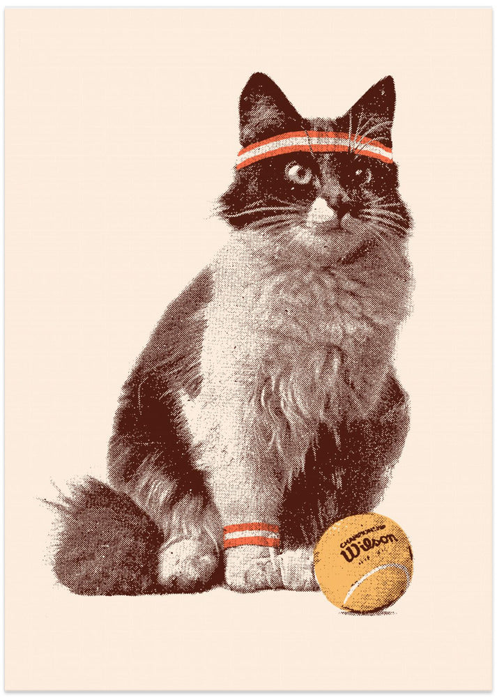 Chat Tennis - Art Print by Florent Bodart