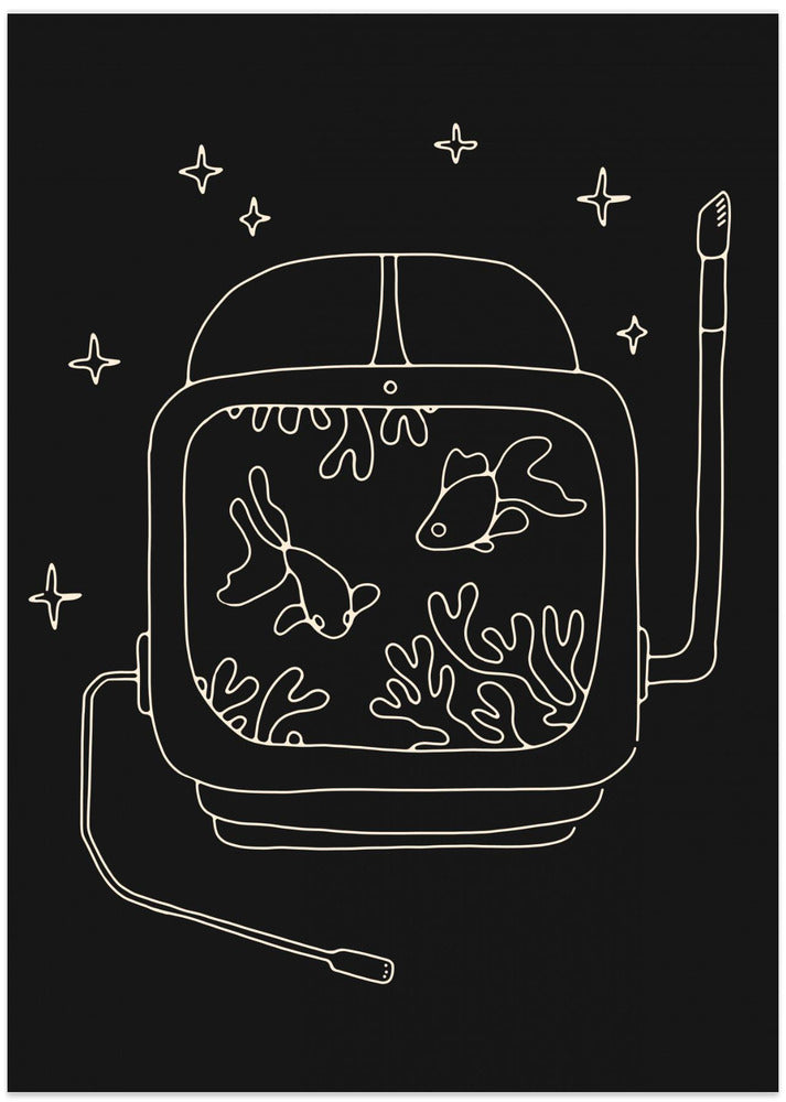 Astronaut and Fishes - Art Print by Florent Bodart
