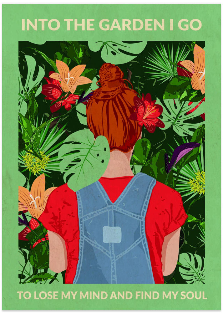 Into the Garden (redhead &amp; Light Green) - Art Print by WallChart Art Studio