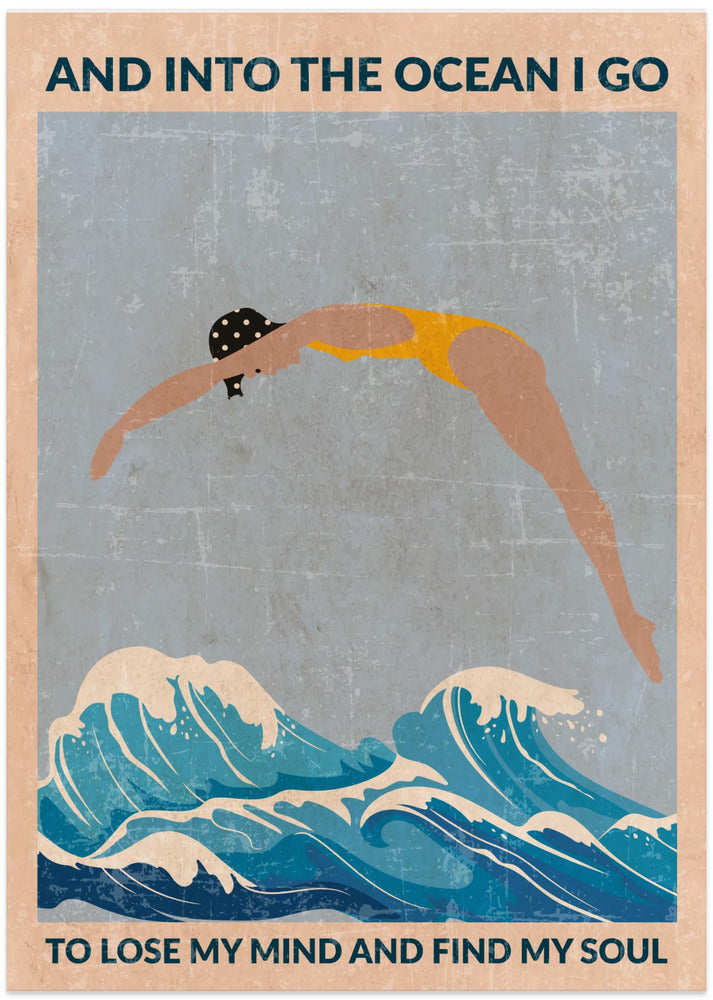 Into the Ocean (blue) Standard Wall Art - Art Print by WallChart Art Studio
