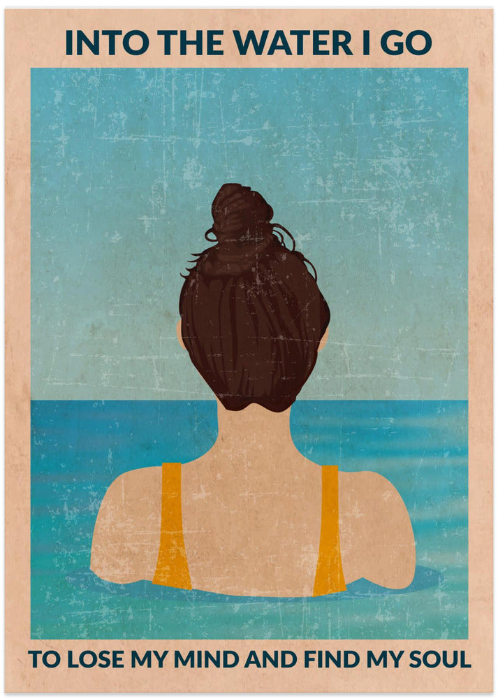 Into the Water (brunette) - Art Print by WallChart Art Studio