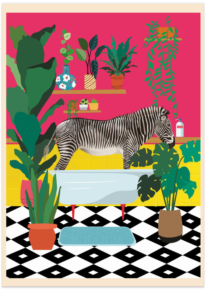 Zebra Bathtime - Art Print by WallChart Art Studio