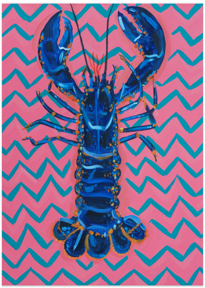 Lobster On Zigzag - Art Print by Alice Straker