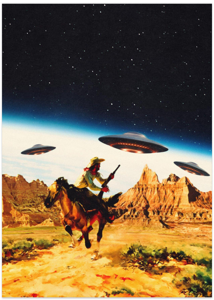 UFO Space Chase - Art Print by Taudalpoi
