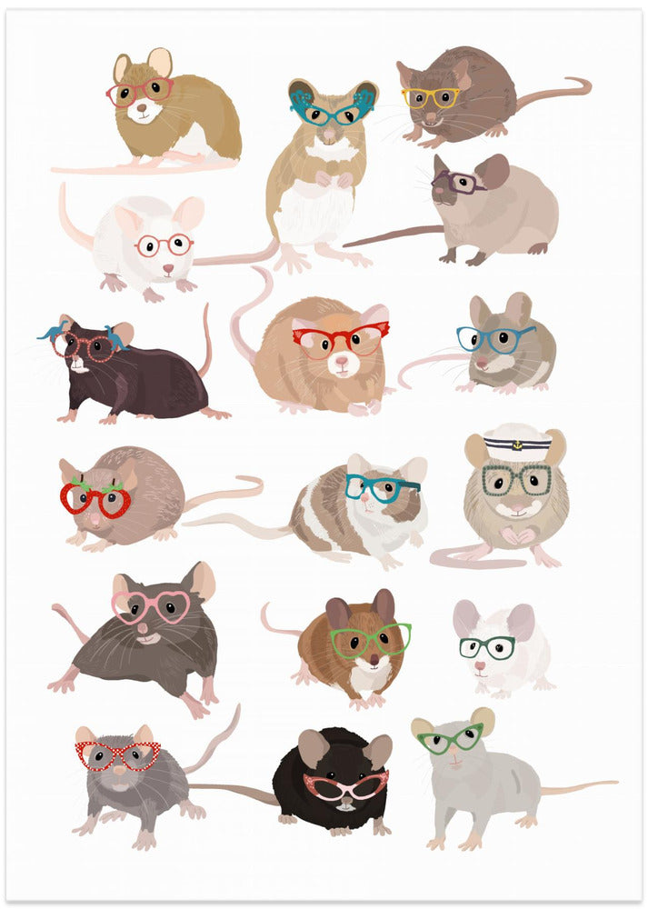 Mice In Glasses - Art Print by Hanna Melin