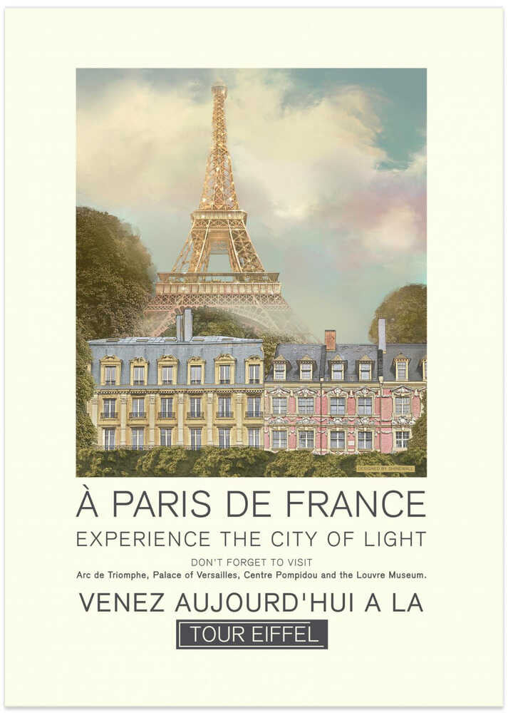 Paris retro print - Art Print by Dion Gem Travel Poster