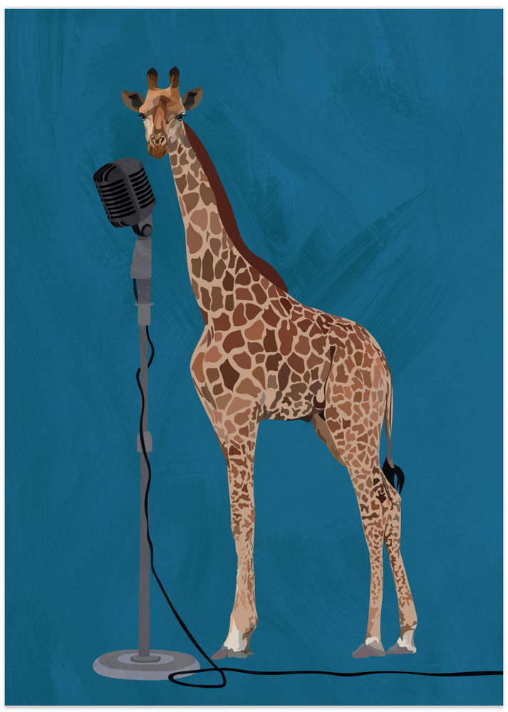 Giraffe Microphone Pink 2 01 - Art Print by Sarah Manovski