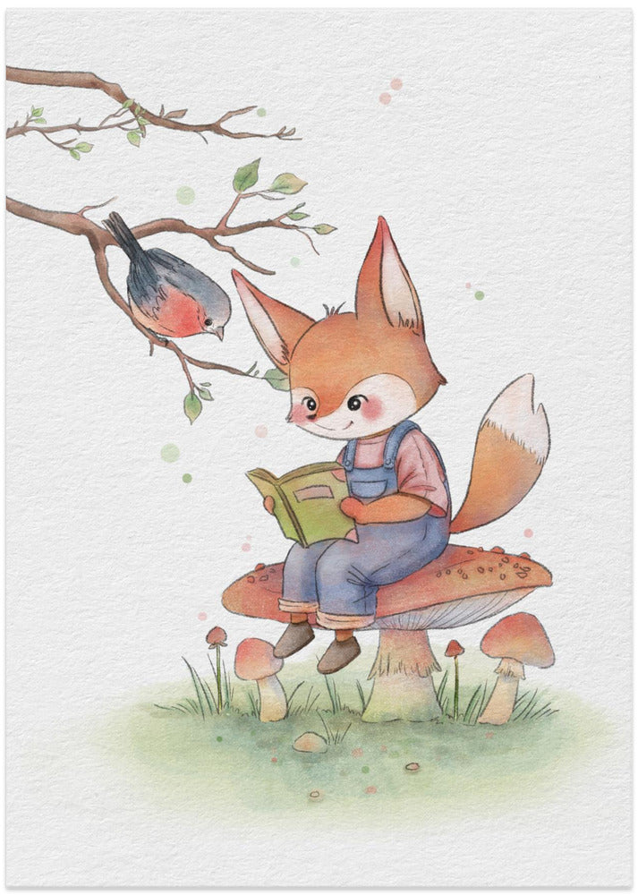 Fox and Bird Illustration - Art Print by Xuan Thai