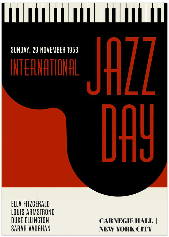 Jazzy Days   Dark Red - Art Print by Kubistika