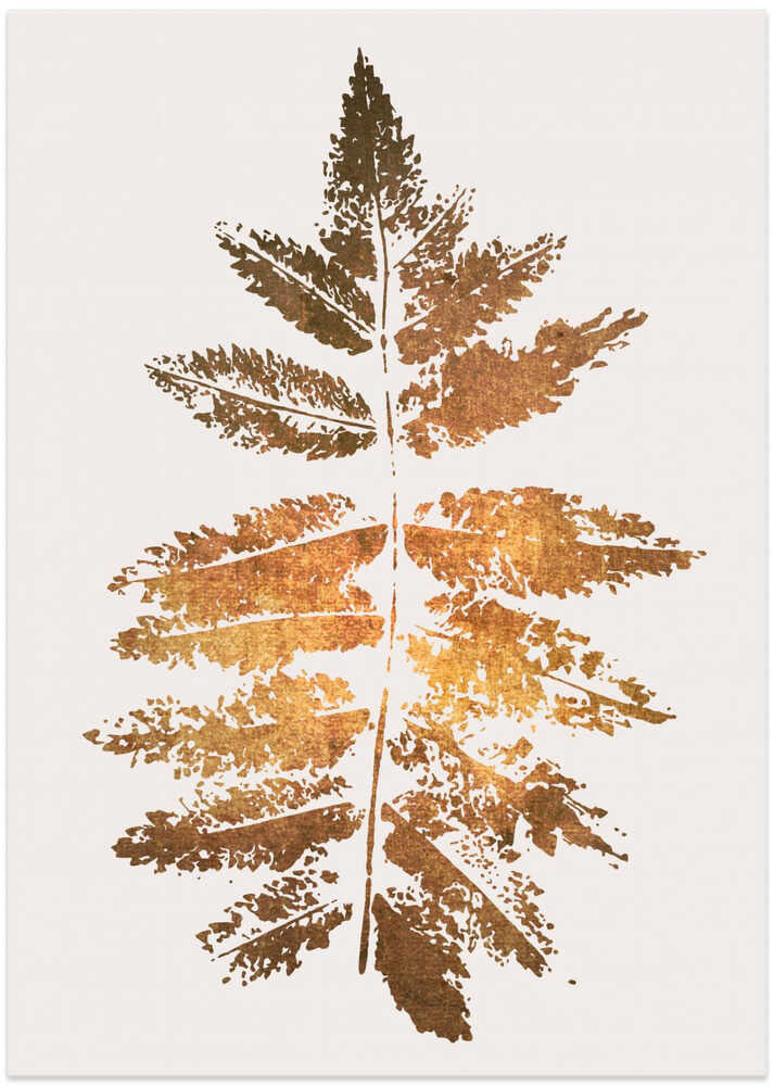 Oak Leaf Print   Gold - Art Print by Kubistika