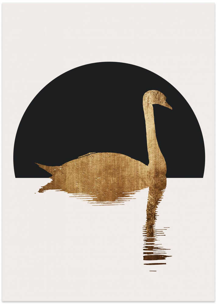 The Swan   Black - Art Print by Kubistika