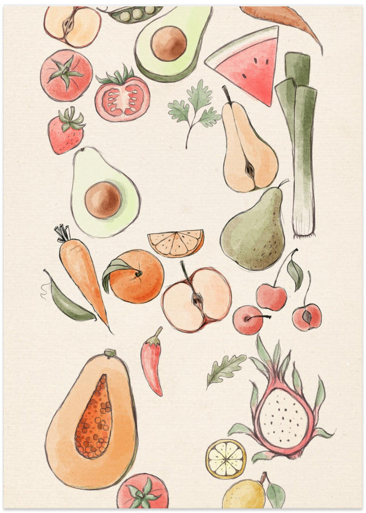Tropical Vegetable illustration - Art Print by Xuan Thai