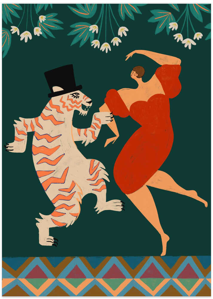 A Date With a Wild Cat - Art Print by Arty Guava