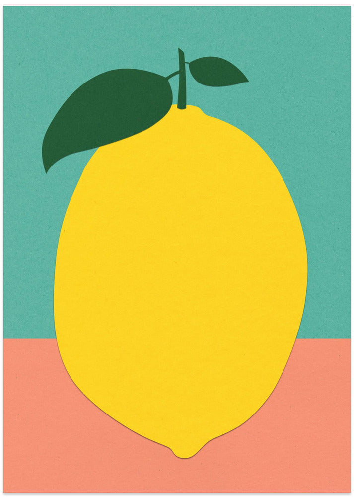 Lemon With Two Leaves - Art Print by Rosi Feist