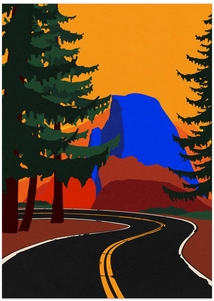 Clacier Road With Half Dome - Art Print by Rosi Feist