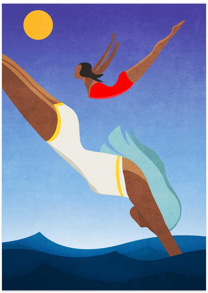 Graceful Dive - Art Print by Emel Tunaboylu
