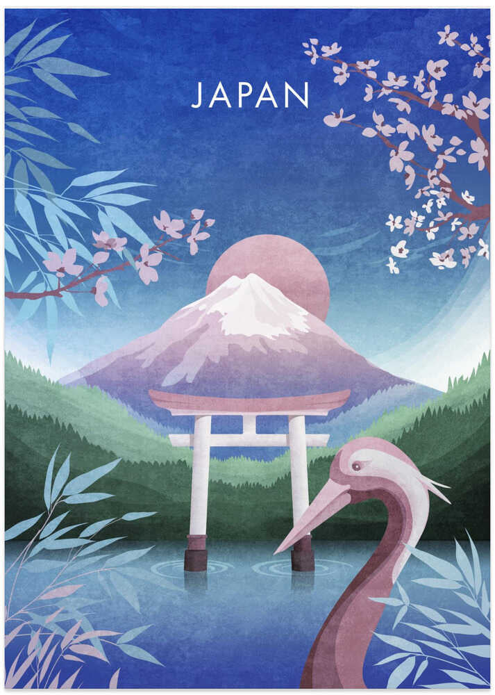 Tranquil Japan Dream - Art Print by Emel Tunaboylu Travel Poster
