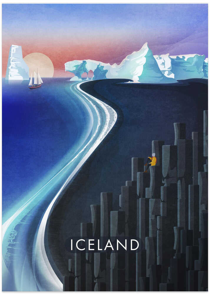 Majestic Iceland View - Art Print by Emel Tunaboylu Travel Poster
