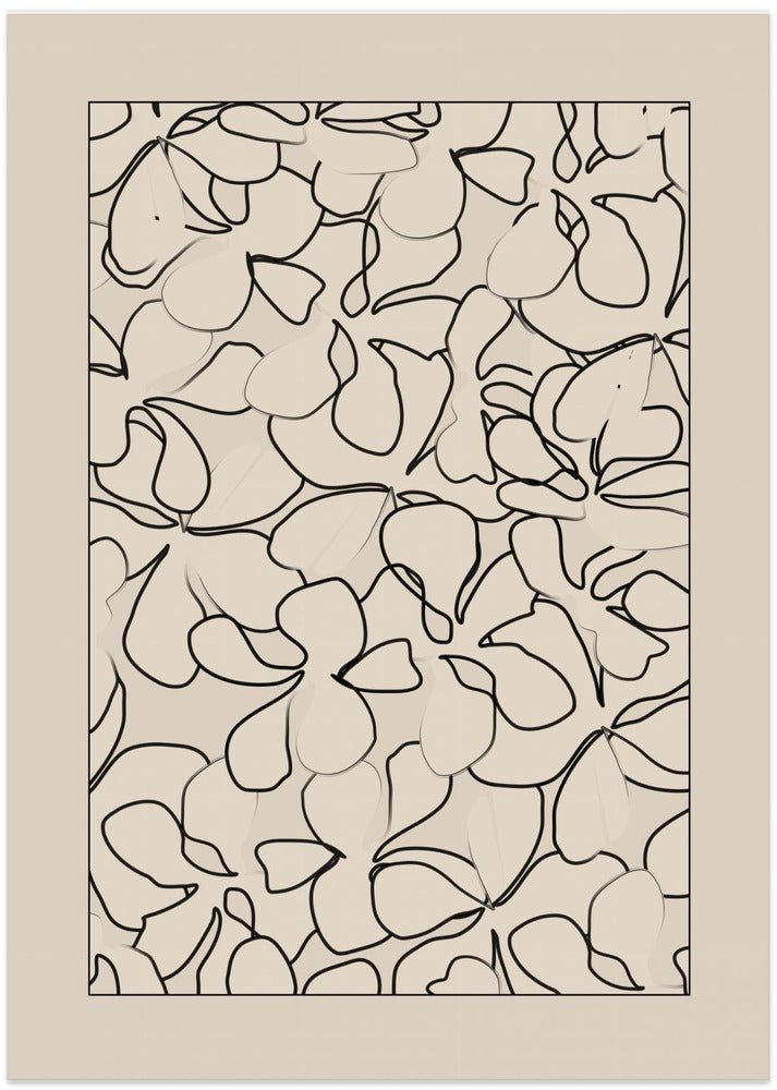 Seamless Pattern of Outlined Flowers - Art Print by Elena Ristova
