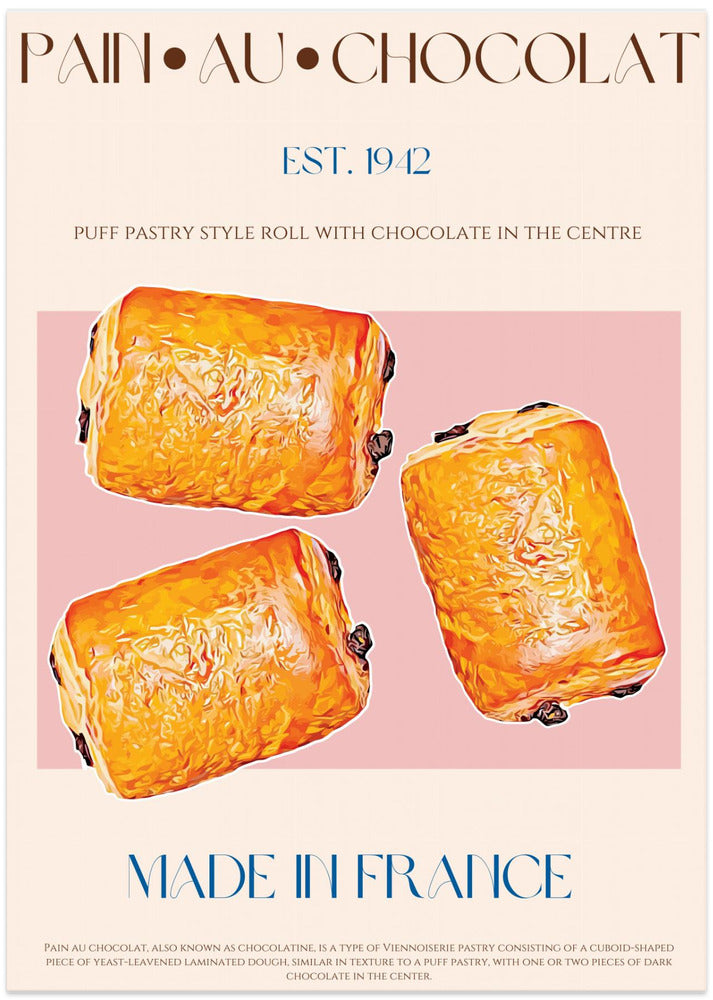 Pain Au Chocolat Delight - Art Print by Nazma Khokhar