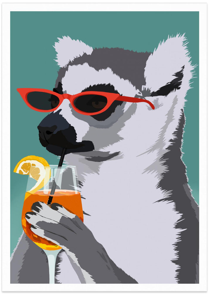 Jugdy Lemur with Drink - Art Print by ByKammille