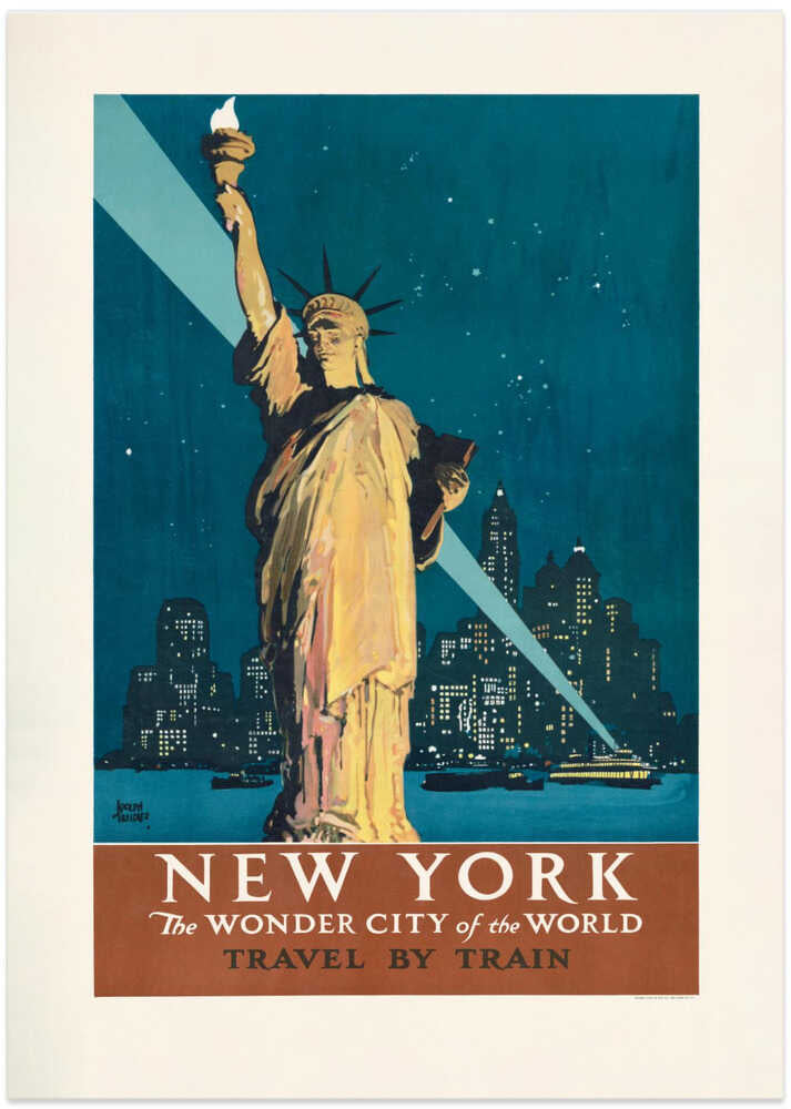 New York, the Wonder City of the World Travel By Train (1927) Poster By Adolph Treidler - Art Print by Vintage Travel Poster Travel Poster